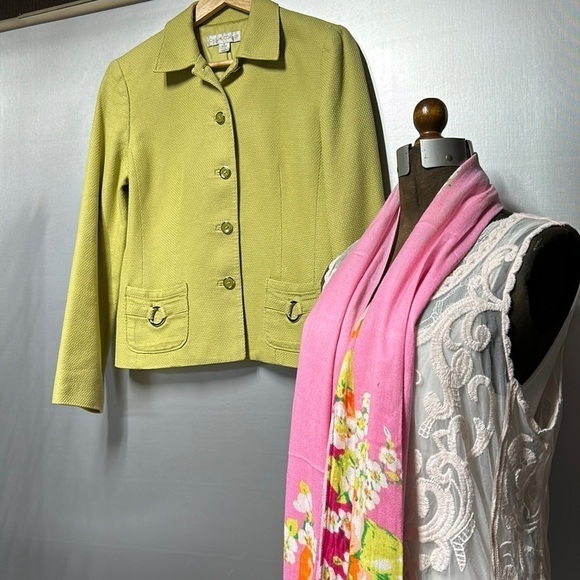 Casual corner size 6 blazer crop jacket lime green green with 4 button front - Picture 4 of 17